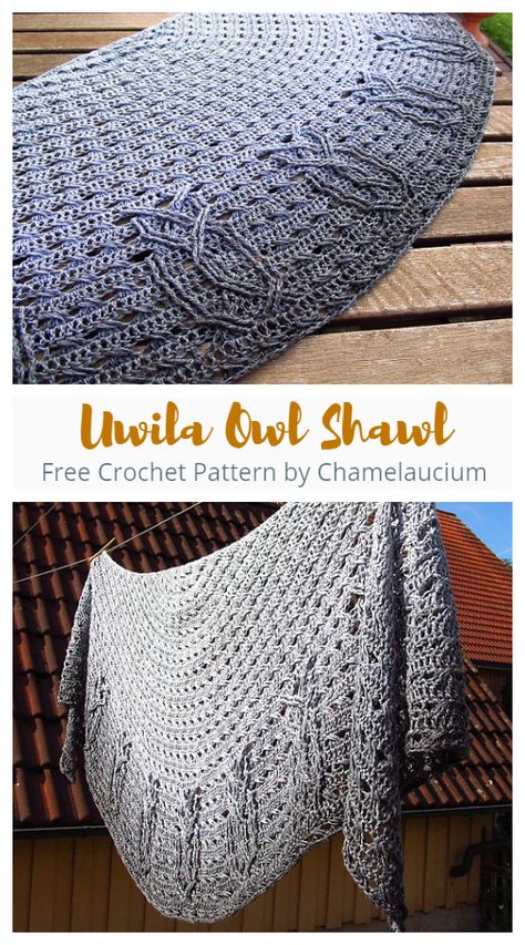 Owl Shawl Free Crochet Patterns & Paid - DIY Magazine Wearable Crochet Patterns Free, Crochet Shawlette, Shawls Crochet, Shawl Scarf Crochet, Wearable Crochet, Crocheted Scarves, Crochet Prayer Shawls, Crochet Apparel, Poncho Au Crochet