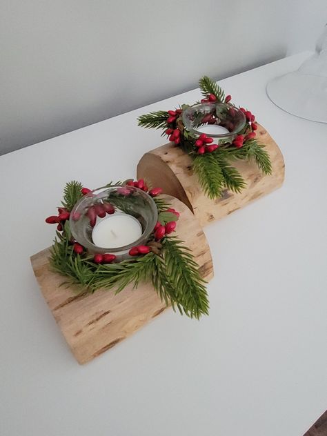 Log candle holders diy