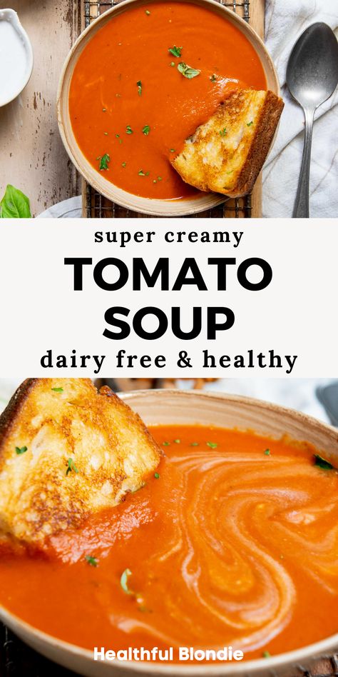 Gluten Free Tomato Soup, Dairy Free Tomato Soup, Creamy Tomato Soup Recipe, Vegan Tomato Soup, Tomato Soup Easy, Coconut Milk Soup, Dairy Free Soup, Tomato Soup Homemade, Tomato Soup Recipe