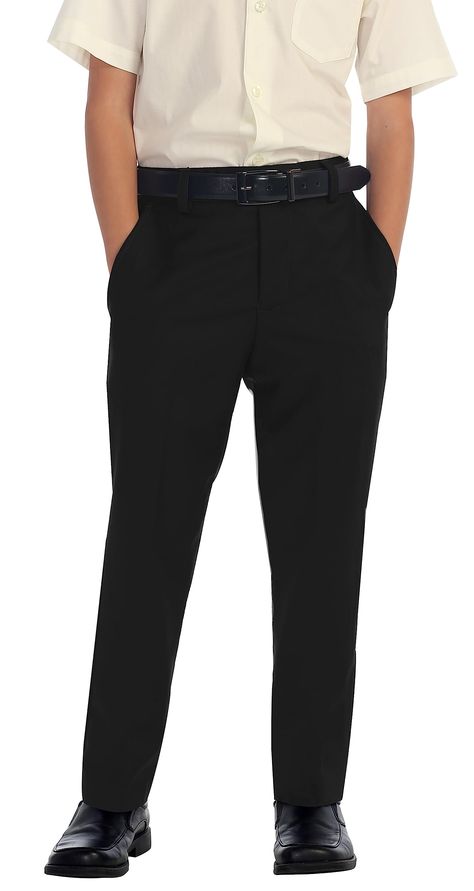 PRICES MAY VARY. Dress Pants Flat Front Adjustable Waist With 2-4 Inches Room 80% Polyester, 20% Rayon 2 Front Pockets, 2 Back Pockets Toddlers Kids Little Boys Dress Pants, 2T ~ 18, Flat Front, Adjustable Waist With 2-4 Inches Room Clue Costume, Nice Black Dress, Black High Waisted Pants, Black Dress Pants Men, Kids Dress Boys, Black Pants Men, Fun Pants, Mens Dress Pants, Dress Slacks