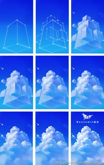 Cloud drawing tutorial / How to draw clouds #art #tutorial #drawing #painting Draw Clouds, Cloud Tutorial, Clouds Art, الفن الرقمي, Tutorial Drawing, Výtvarné Reference, Cloud Drawing, Seni Cat Air, Coloring Tutorial