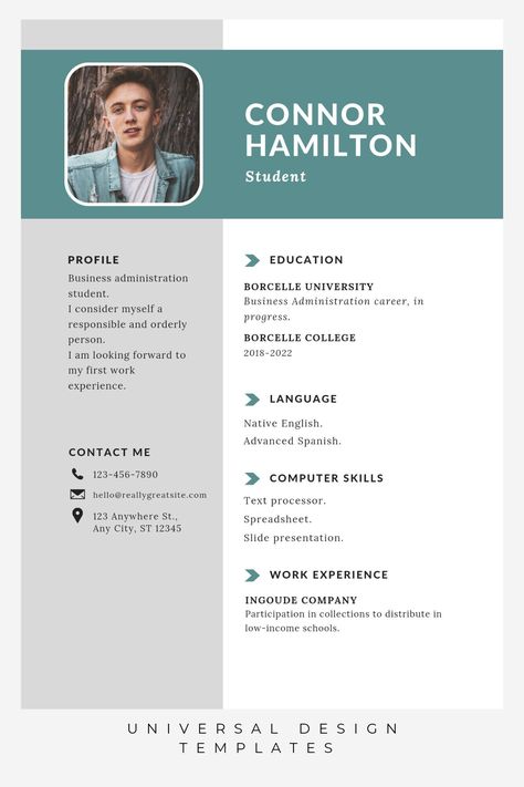 Introduce yourself with our White and Green Simple Student CV/Resume template. Perfect for students and recent graduates, this design combines simplicity with a fresh touch of green to create a clean and inviting look. Fully customizable and easy to edit, it's ideal for highlighting your education, skills, and experiences. Download instantly and personalize to start your career journey on a professional note. Cv For Students Without Experience, Cv For Students, Cv Template Student, Cv Format For Job, Student Cv, Simple Cv Template, Simple Cv, Cv Format, Cv Template Word