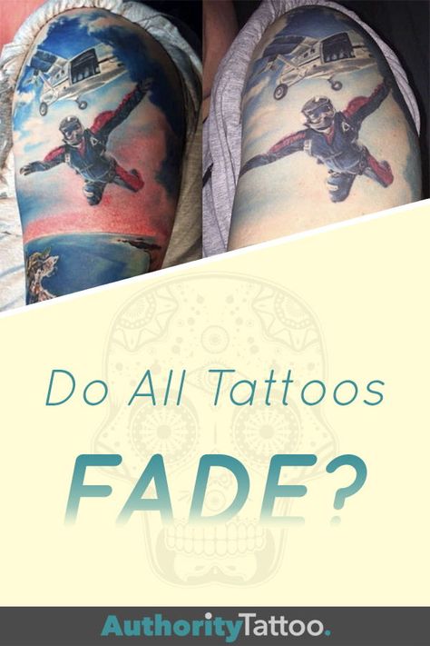 If you’re wondering whether your new tattoo will fade with time, the answer is yes. All tattoos fade. But how quickly this will happen is all down to you. Click the pin to learn more. Fading Tattoo Design, Faded Color Tattoo, Tattoo Fading, Learn To Tattoo, Faded Tattoo, How To Fade, Tattoo Techniques, Fresh Tattoo, Tattoo Aftercare