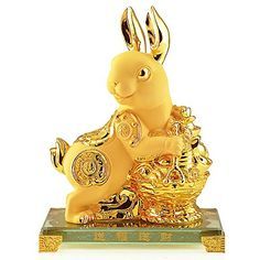 7bb060764a818184ebb1cc0d43d382aa Chinese Zodiac Rabbit, Gold Rabbit, Chinese Arts And Crafts, Chinese Zodiac Dragon, Dragon Snake, Golden Rabbit, Decor Statue, Beautiful Flower Drawings, Rabbit Gifts