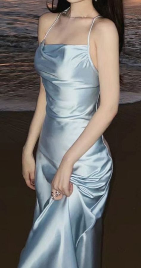 Aesthetic Blue Halter Silk Satin Maxi Dress. https://pradize.com/collection/classy-evening-maxi-dresses-long-formal?menu= Pale Blue Long Dress, Baby Blue Dress Silk, Sky Blue Silk Dress Long, Sliky Long Dresses, Pale Blue Silk Dress, Blue Formal Dress Aesthetic, Long Blue Dress Aesthetic, Blue Satin Dress Aesthetic, Pale Blue Dress Formal