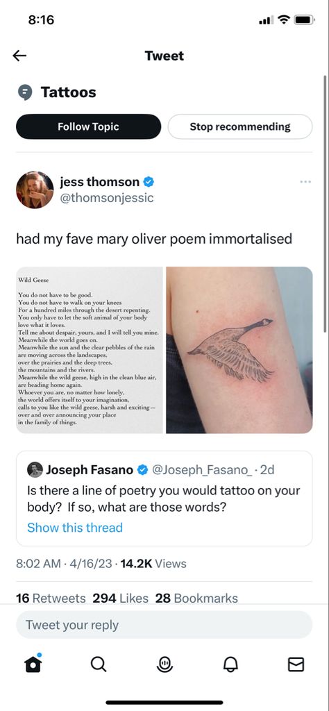 Mary Oliver Tattoo Ideas, Wild Geese Mary Oliver Tattoo, Emily Dickinson Tattoo Ideas, Wild Geese Tattoo, Mary Oliver Tattoo, Poetry Tattoos, Oliver Tattoo, Poetry Tattoo, Wild Geese