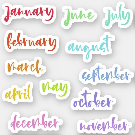 Month Labels, Bullet Journal Month, Monthly Stickers, Month Stickers, 2022 Calendar, H Design, Months Of The Year, Calligraphy Script, Personalized Stickers