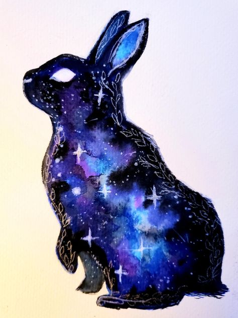 Ivar Aesthetic, Star Breathing, Galaxy Silhouette, Galaxy Animals, Bird Fairy, Scrapbook Wallpaper, Space Bunny, Galaxy Watercolor, Watercolor Pens