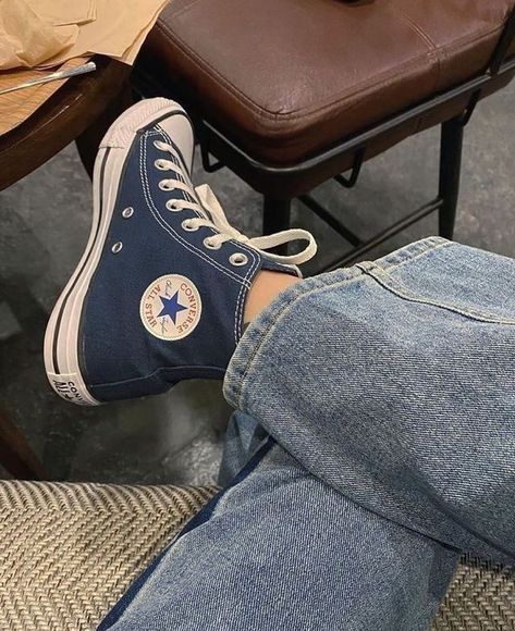 Dark Blue Aesthetic, Blue Converse, Blue Aesthetic, Denim Jean, Converse Shoes, Dark Blue, Instagram Profile, Converse, Blue