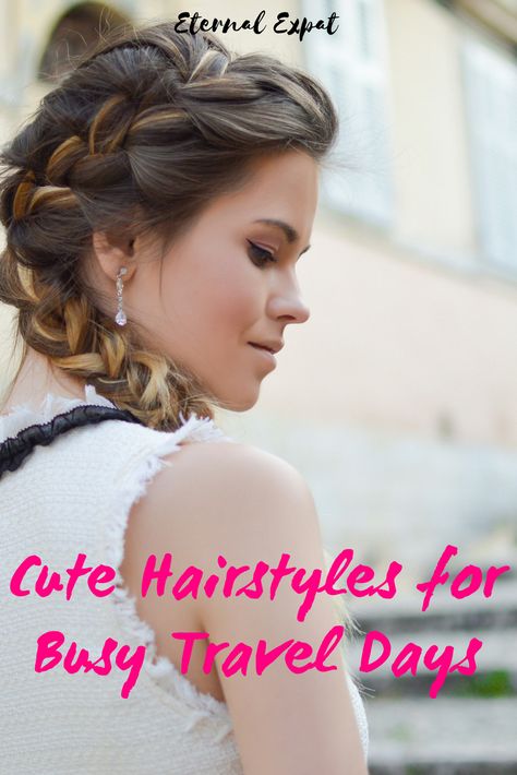 Quick and Easy hairstyles to test out while you're traveling! If you want to change things up while you're on the road, but don't want to spend a ton of time getting ready in the morning, check out these fun and easy hairstyles for your next trip! Travel Updo Easy Hairstyles, Hairstyle For Traveling, Easy Hairstyles For Traveling, Travel Hairstyles Easy, Hairstyles For Traveling, Fun And Easy Hairstyles, Running Late Hairstyles, Getting Ready In The Morning, Easy Party Hairstyles