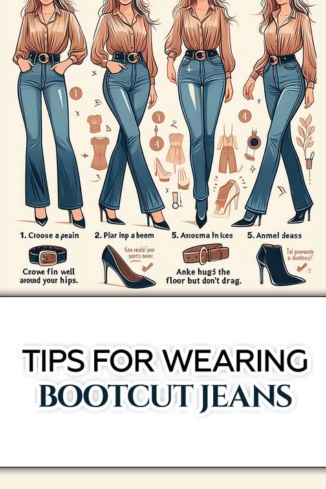 Tips for Wearing Bootcut Jeans How To Style Bootcut Jeans, How To Wear Bootcut Jeans, Bootcut Jeans Outfit, Styling Outfits, Denim Bottoms, Boots Outfit Ankle, Classic Wardrobe Staples, Fashion Icons, Classic Wardrobe