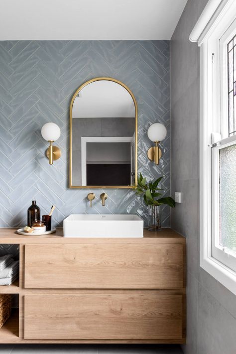 Blue Herringbone Tile Bathroom, Bathroom Herringbone Tile, Herringbone Tile Wall, Blue Herringbone Tile, Herringbone Tile Bathroom, Small Bathroom Tile Ideas, White Herringbone Tile, Herringbone Tile Backsplash, Small Bathroom Tiles