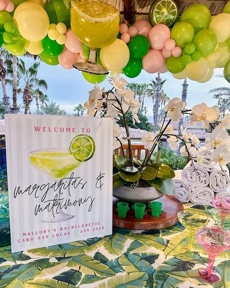 MARGARITAS AND MATRIMONY BACHELORETTE THEME 50th Birthday Margarita Theme, Margs And Matrimony Balloon Garland, Margarita Theme Birthday Party Ideas, 21st Fiesta Theme Party, Margarita Hens Party, Bachelorette Party Themes Margarita, Bridal Shower Margarita Theme, Bachelorette Party Ideas Margaritas, Matrimony And Margs Bachelorette Theme