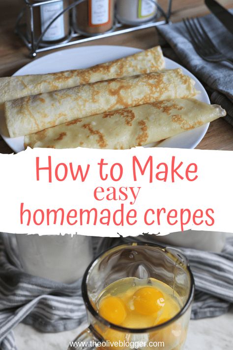 Easy Homemade Crepes - a simple recipe that you can use for breakfast, dinner or dessert crepes! #crepes #easycrepes #breakfastrecipes Crêpe Recipe, Dessert Crepes, Homemade Crepes, Easy Crepe Recipe, Crepe Recipe, Cocoa Cake, Desert Ideas, Sweet Crepes, How To Make Crepe