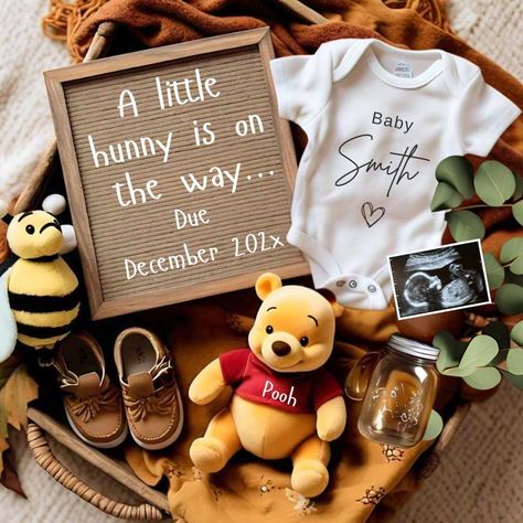 Check out more designs here - https://www.etsy.com/uk/shop/NostalgicSoulArt?ref=seller-platform-mcnav§ion_id=48919388 Share your exciting news in a unique and charming way with our Pregnancy Announcement Pooh bear theme. This digital announcement is perfect for your social media reveal on platforms like Instagram and Facebook.  💛🤍  What's Included: Fully Editable Canva Template: Easily modify text, colors, and images to make it your own. High-Quality Design: Professionally crafted layout for a Whinny The Pooh Baby Gender Reveal, Christmas Baby Announcement To Parents, Thanksgiving Baby Announcement Sibling, November Baby Announcement Ideas, Winnie The Pooh Baby Announcing Ideas, Unique Ways To Announce Pregnancy, Winnie The Pooh Baby Announcement, Winnie The Pooh Pregnancy Announcement, Winnie The Pooh Gender Reveal