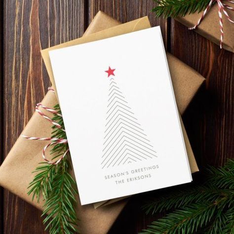 Minimal Christmas Tree | Red Star Clean Simple for $3.97 - Christmas Party Invitations Christmas Tree Minimalist, Minimal Christmas Tree, Scandinavian Christmas Tree, Scandinavian Christmas Trees, Simple Holiday Cards, Christmas Tree Red, Minimalist Christmas Tree, Christmas Tree Star, Custom Christmas Cards