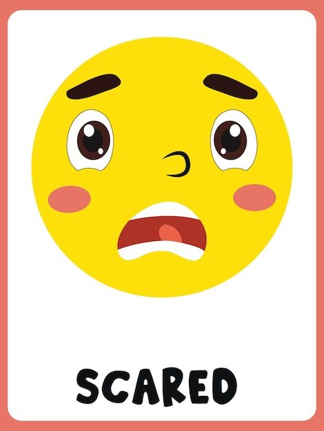 Scared face clipart flashcard | Premium Vector #Freepik #vector #emoji-day #feel #scared-face #emotions Scary Emoji Faces, Preschool Emotions Printable, Different Emotions Faces, Scared Emotion, Scared Face Emoji, Feeling Emoji, Feelings Emoji, Emotions Preschool Activities, Emotions Drawing