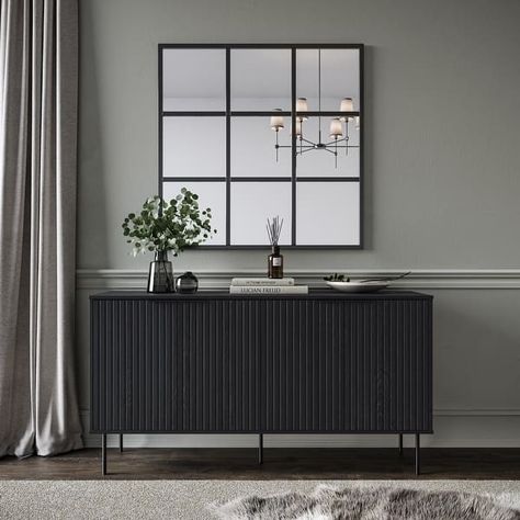 Lysander Fluted Sideboard Buffet Cabinet - On Sale - Bed Bath & Beyond - 39191969 Fluted Sideboard, Black Buffet, Buffets And Sideboards, Black Sideboard, Cabinet Bed, Art Classique, Buffet Cabinet, Online Furniture Shopping, Sideboard Cabinet