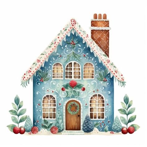 Page 40 | Watercolor Christmas House Images - Free Download on Freepik Christmas House Drawing Ideas, Christmas Card Art Drawing, Whimsical Houses Drawing, Christmas Houses Illustration, Watercolor Gingerbread House, Christmas House Drawing, Christmas Town Illustration, Christmas House Illustration, Christmas Village Illustration