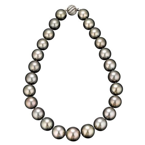 Tahitian Pearl Necklace-biggest pearl is 17.9 mm! Pearl Necklace Outfit, Tahitian Pearl Necklace, Necklace Outfit, Big Pearl, Vintage Necklaces, South Sea Pearls, Tahitian Pearls, Jewelry Vintage, Antique Furniture