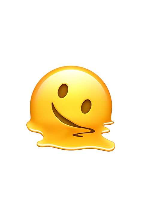 The 🫠 Melting Face emoji depicts a yellow face with a melting appearance. The eyes are closed and the mouth is open in a wide grin. The face appears to be melting or drooping on one side, with a droplet of sweat or tear falling from the cheek. The overall expression is one of joy or excitement, despite the melting appearance. Melting Emoji Face, Ios Emoji Faces, Apple Emojis Ios, I Phone Emoji Stickers, Ios Emoji Iphone, I Phone Emojis, I Phone Emoji Png, Mixed Emoji, Melting Emoji