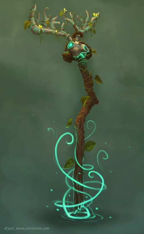 ArtStation - Druid Staff , Kara Woods Kul Tiran Druid, Fantasy Staff Wood, Kul Tiran, Druid Staff, Wood Staff, Staff Magic, Dnd Druid, Wizard Staff, Tree Aesthetic