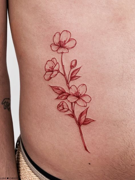 Chrissy 💉🌹 on Twitter: "Red ink cherry blossom I tattooed the other day 💉♥️… " Tattoo Red Ink, Red Flower Tattoos, Tattoo Red, Red Tattoo, Red Ink Tattoos, Red Tattoos, Cherry Blossom Tattoo, Blossom Tattoo, Dainty Tattoos