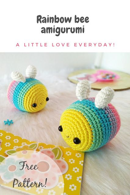 Diy Fluffies, Worry Worm, Crochet Rose Pattern, Crocheted Animals, Pola Amigurumi, Crochet Keychain Pattern, Crochet Bee, Crochet Animals Free Patterns, Rainbow Crochet