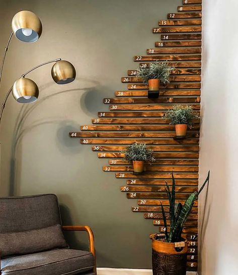 DIY Slat Wall for $25! - The Shady Gal Diy Slat Wall, Minwax Provincial, Church Interior Design, Chop Saw, Slate Wall, Wall Feature, Bohemian Furniture, Wood Slat Wall, Pine Boards