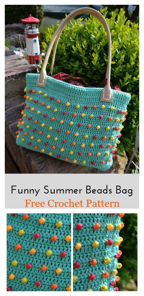 Beads Bag Free Crochet Pattern #freecrochetpatterns Bag Free Crochet Pattern, Beads Bag, Crochet Beach Bags, Crochet Phone Cases, Crochet Shell Stitch, Free Crochet Bag, Bag Pattern Free, Crochet Market Bag, Crochet Handbags Patterns