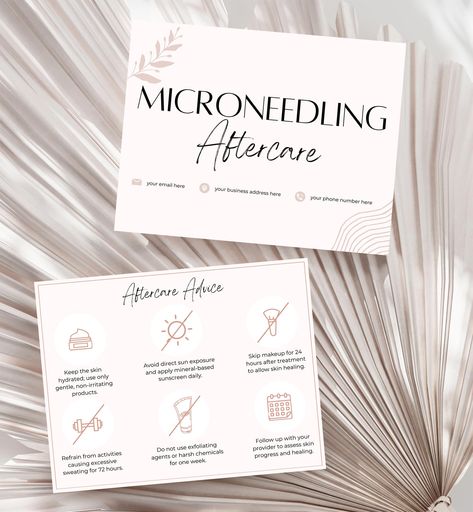 "Looking for printable aftercare cards for your business?  Our professionally made microneedling aftercare cards in pink contain easy-to-follow care instructions for your clients, ensuring optimal results and client satisfaction! Perfect for estheticians, medspas, salons, beauty professionals, and small businesses. Why Choose Our Aftercare Cards? ✅ Esthetician-Approved Cards: Our aftercare cards undergo a thorough review process led by licensed estheticians to ensure accuracy and reliability. ✅ Versatile Sizes & Formats for Every Need: Our aftercare cards are available in horizontal and vertical formats, as well as business card size and A2 size. You also get to choose between 2 pink designs. ✅ Give Your Clients Quality Aftercare: Made to provide easy-to-understand aftercare instructions w Microneedling Aftercare, Business Rebranding, Esthetician Business Cards, Esthetician Forms, Aftercare Cards, Micro Needling, Esthetician Marketing, Skin Facts, Skin Therapist