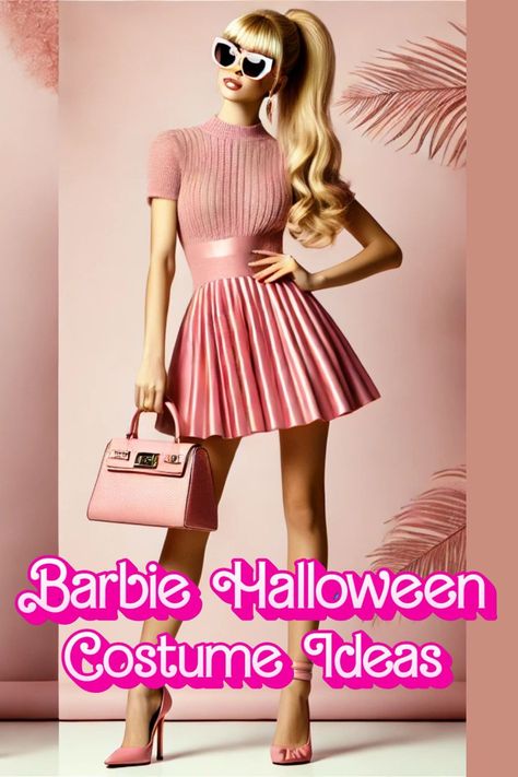 10 Barbie Halloween Costume Ideas - Shop The Style Office Barbie Costume, Diy Workout Barbie Costume, Women Barbie Outfits, Iconic Barbie Looks, Barbie Dreamhouse Outfits, Barbie Costume Princess, Barbie Doll Costume Halloween, Barbie Dress Up Costumes, Easy Costume Ideas For Women Last Minute