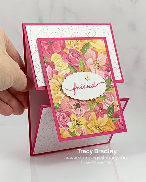 Stampin Up Something Fancy Cards, Stampin Up All Occasion Cards, Tri Fold Cards Template, Stampin Up Spring Cards, Maymay Made It Tutorials, Stampin Up 2023 Cards, Fancy Fold Cards Templates, Spring Cards Handmade, Stampin Up Cards 2022-2023