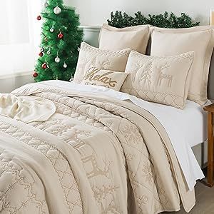 Country Chic Bedroom, Quilt Bedding Sets, Holiday Bed, Holiday Bedroom, Queen Size Bedspread, Twin Quilt Size, Christmas Bedding, Christmas Decorations Bedroom, Queen Size Quilt