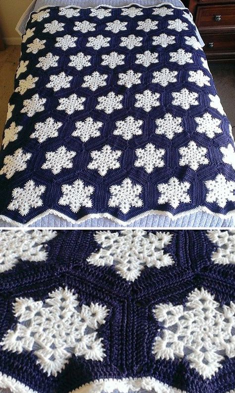 Snowflake Afghan - Free Pattern Snowflake Afghan, Virkning Diagram, Granny Square Haken, Beau Crochet, Confection Au Crochet, Crochet For Beginners Blanket, Crochet Snowflakes, Crochet Simple, Haken Baby