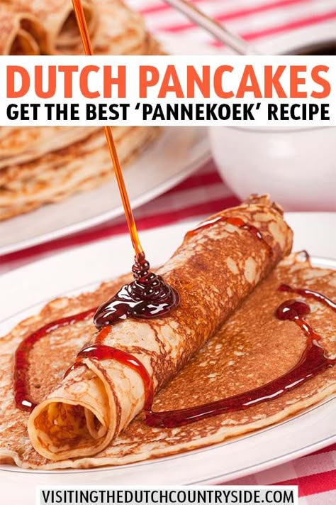 Pannekoek Recipe, Dutch Pancakes Recipe, Pannekoeken Recipe, Typical Dutch Food, Dutch Cookies, Netherlands Food, Dutch Cuisine, Dutch Pancakes, Brunch Bread