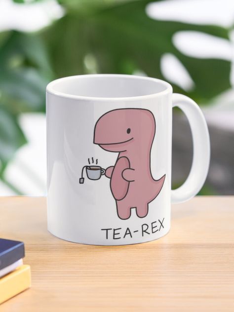 "'Tea-Rex' Illustration" Mug by bloemsgallery | Redbubble Tea Rex Mug, Kawaii Gif, Purple Coffee Mugs, Tea Rex, Mug Drawing, Mugs Collection, Ceramic Cafe, Blue Coffee Mugs, Purple Coffee