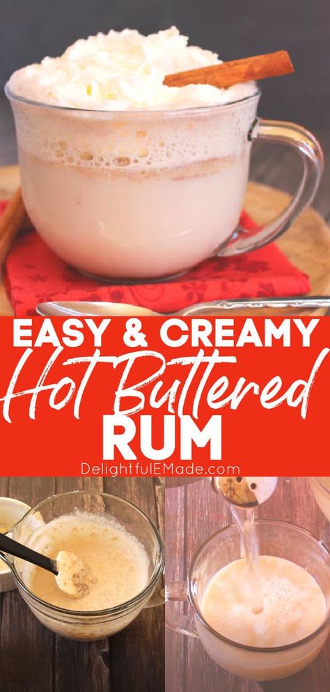 Buttered Rum Recipe, Hot Buttered Rum Recipe, Hot Winter Drinks, Hot Toddies Recipe, Alcohol Beverages, Creamy Cocktails, Buttered Rum, Slippers Christmas, Hot Cocktails