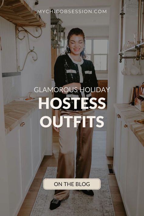 I have some fabulous hostess outfit ideas that will make you feel glamorous yet comfortable for your next holiday party. And even if this year you find yourself attending instead of hosting, you can still feel ready to shine in these stylish and festive looks. Christmas Hostess Outfit, Dinner Host Outfit, Hostess Outfit Restaurant Classy, Party Host Outfit, Host Outfit Restaurant, Restaurant Hostess Outfit, Host Outfit Ideas, Hosting Outfits, Hostess Outfit Ideas