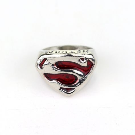 Mens Super Hero Superman Ring Red Enamel Superhero S logo Rings For Women Men Fashion Cool Jewelry Accessories Superman Ring, Movie Jewelry, Superhero Superman, Vintage Dragonfly, Red Rings, S Logo, Party Earrings, Christmas Gifts For Women, Chains For Men