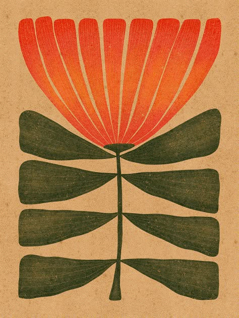 Graphic Lino Print, Orange Linocut, Vintage Orange Aesthetic, Summer Living Room Decor Ideas, Leaf Pictures, Trinidad Colorado, Desert Snake, Colorado Cabin, Living Room Mural