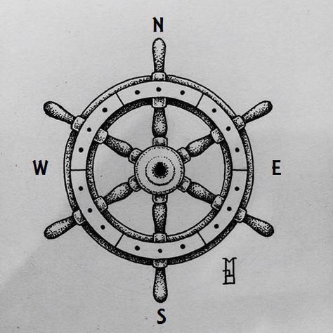 geometric compass ship's wheel tattoo #tattoo#compass#geometric#dotwork#ship's wheel Sailor Wheel Tattoo, Captains Wheel Tattoo, Traditional Ship Wheel Tattoo, Ship Steering Wheel Tattoo, Rudder Tattoo, Geometric Dotwork Tattoo, Helm Tattoo, Ship Wheel Tattoo, Ankle Band Tattoo