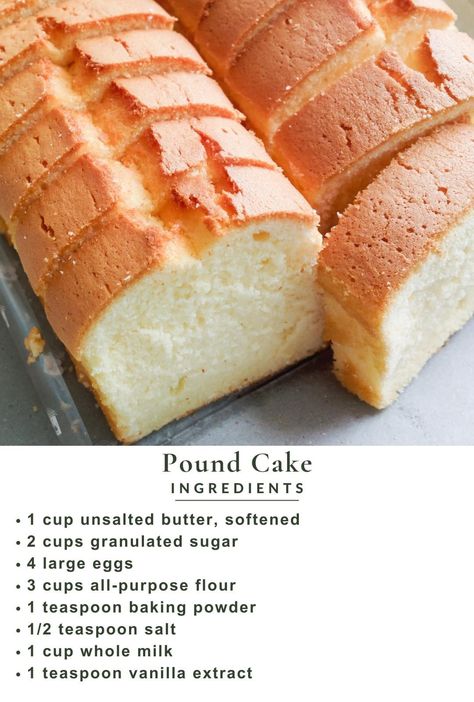 Quick N Easy Desserts, Pound Cake Recipes Videos, Butter Pound Cake Recipe Moist, Homemade Pound Cake Recipe, Basic Pound Cake Recipe, Pound Cake Recipes Easy, Cake Loaf, Baking Journal, Homemade Cookbook