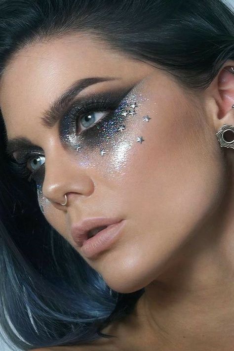 Vacation Makeup, Fantasy Make-up, Christmas Makeup Ideas, Angel Makeup, Silver Makeup, New Years Eve Makeup, Christmas Makeup Look, Cheap Makeup, Fairy Makeup