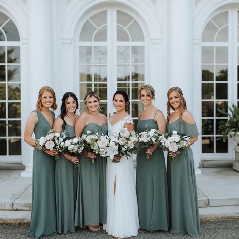 Sea Glass Bridesmaid Dresses Real Weddings | Birdy Grey Birdy Grey Sea Glass Bridesmaid, Sea Glass Bridesmaid Dresses, Sea Glass Bridesmaid, Grey Wedding Theme, Grey Weddings, Sea Glass Wedding, Sage Bridesmaid Dresses, Beach Bridesmaid Dresses, Grey Bridesmaids