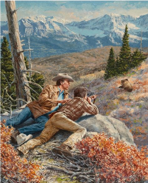 Hunting Artwork, Vintage Cowboy Art, Bird Of Prey Tattoo, Hunting Aesthetic, Western Hunting, Cowboy Artwork, Hunting Painting, Arte Pulp, American Cowboy