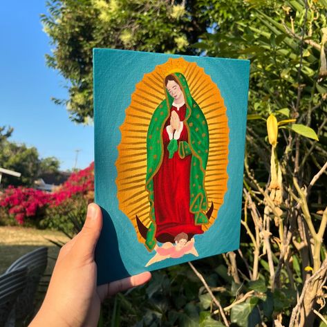 la virgencita 🌟 - 8x10 canvas panel - commissioned piece - the sun really did this piece justice! can always be remade for anyone interested 🫶🏼 - #explorepage #painting #art #artgallery #artist #artistsoninstagram #artistsupport #smallbusiness #lavirgen #lavirgendeguadalupe #virgenmary Simple Canvas Paintings, Cute Paintings, Canvas Paintings, Easy Paintings, Our Lady, Painting Art, Always Be, Painting Ideas, Art Sketches