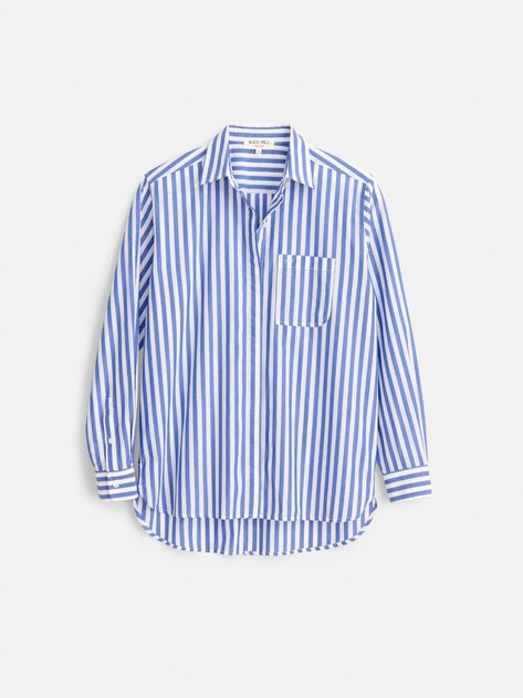 Double-Button Shirt in Bold Stripe – Alex Mill Striped Button Down, Button Up Shirt Png, Striped Button Up Shirt Outfit, Oversized Striped Shirt, Blue Linen Shirt, Navy Striped Shirt, Blue And White Striped Shirt, Alex Mill, Outfit Png