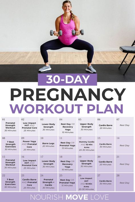 30 Days of FREE pregnancy workouts! This at home workout program is designed for the 2nd and 3rd trimester of pregnancy, when you want a challenging workout that's still safe for mama and baby! Prenatal Workout Plan, Best Pregnancy Workouts, First Trimester Workout, Upper Body Cardio, Pregnancy Workout Videos, Pregnancy Workout Plan, Pregnancy Safe Workouts, Pregnancy Pain, Exercise During Pregnancy