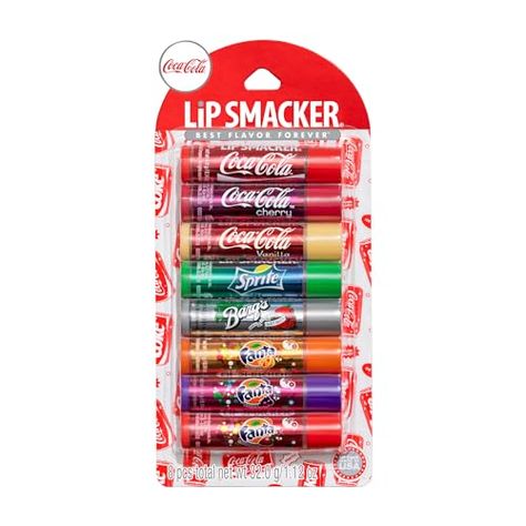 Lip Smacker Coca-Cola Flavored Balm - 8 Moisturizing Lip Balms, Hydrating & Protecting, Fun Assortment - Vegan - Coca Cola Collection Lip Smackers Lip Gloss, Grape Fanta, Coca Cola Party, Coca Cola Cherry, Fanta Orange, Best Lip Gloss, Diy Lip Gloss, Lip Gloss Collection, Flavored Lip Balm